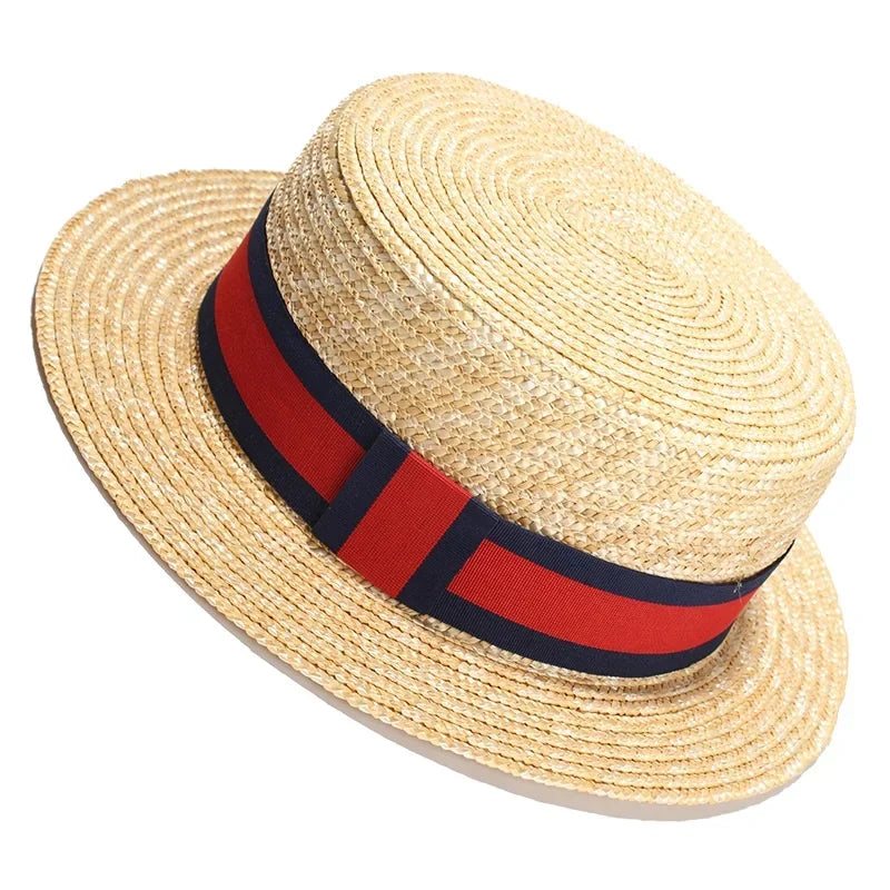 Wheat Straw Classic Boater Fedora Hat — Natural | KIMLUD