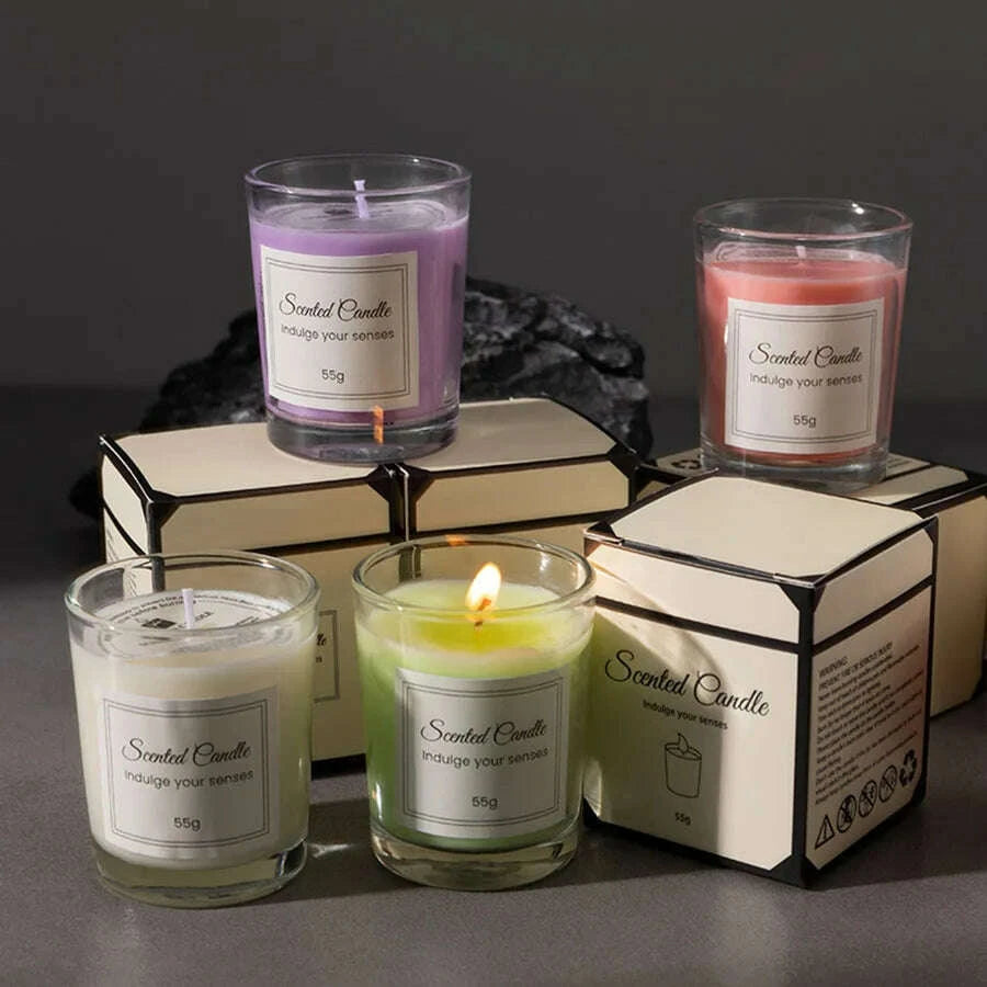 KIMLUD, Aromatherapy Candle Premium Gift Box Glass Handmade Soy Wax Smokeless Creative Aromatherapy Candle Companion Gift, KIMLUD Womens Clothes