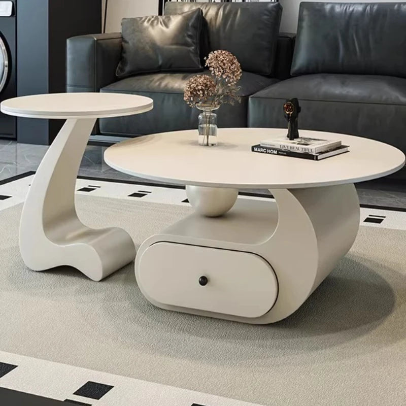 Italian Minimalist Coffee Table With Storage — Cream | KIMLUD