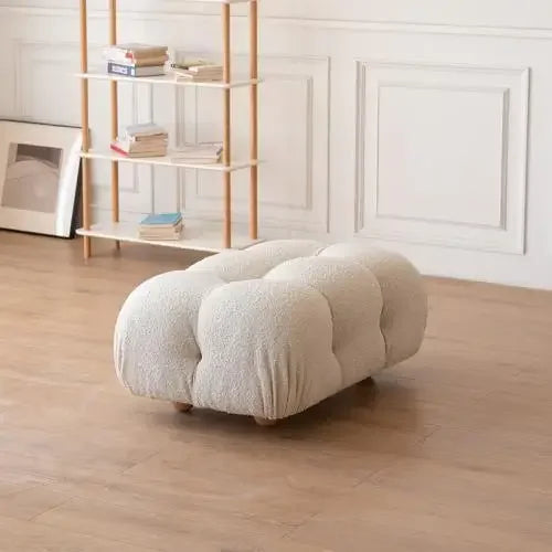 Fabric Block-Style Modern Minimalist Sofa For Compact Balcony Living — White | KIMLUD