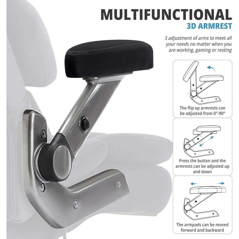 KIMLUD, large capacity 700lbs ergonomic office chair with adjustable lumbar support, 3d flip arms, and heavy duty wheels, KIMLUD Womens Clothes