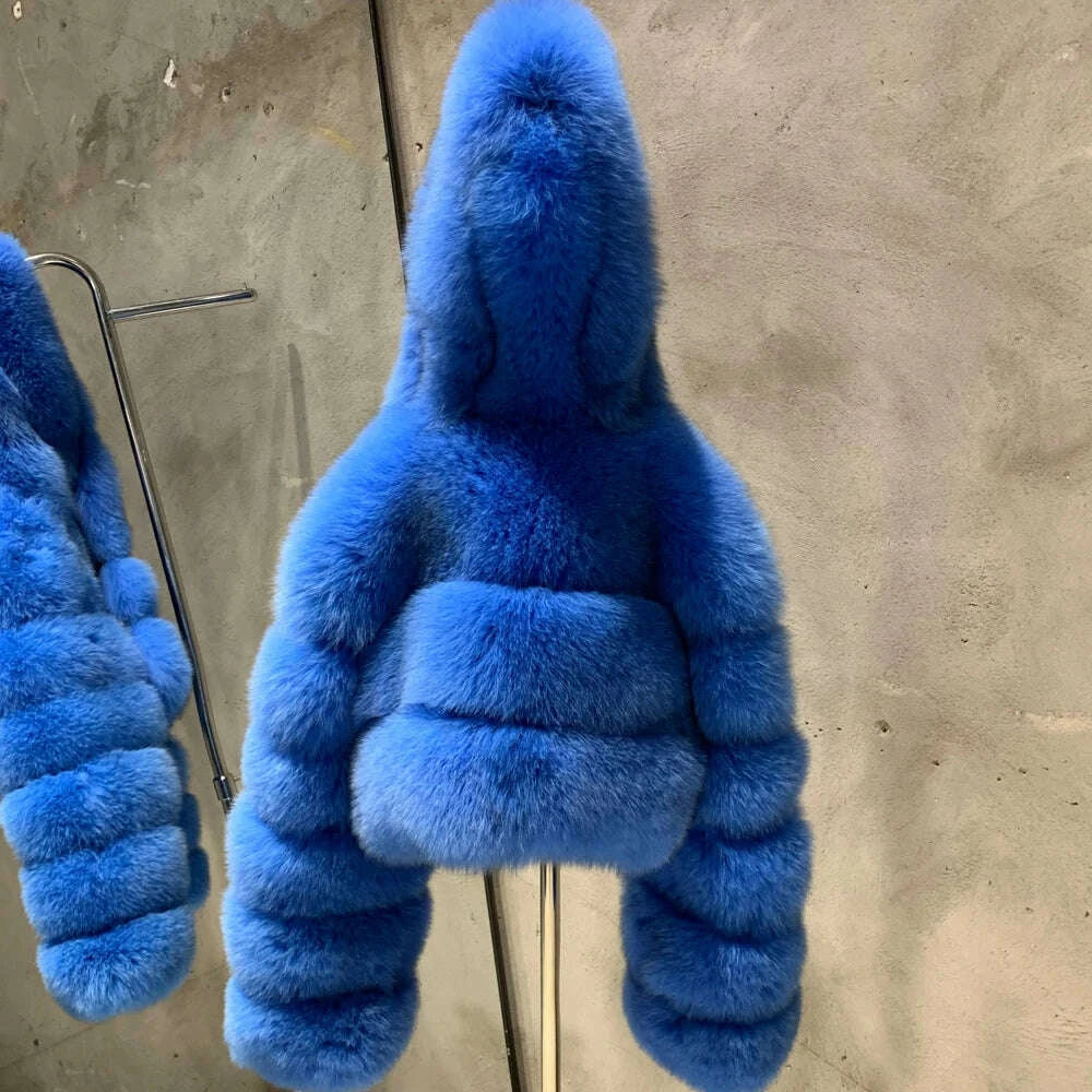 KIMLUD, Women's Full Pelt Real Fox Fur Hooded Jackets, Long Sleeve Outwear, Winter Bomber, Female, 902, KIMLUD Womens Clothes