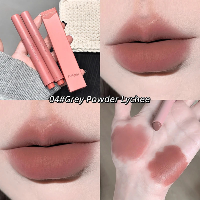 Gege Bear Pink Matte Lipstick Pen Matte Matte Long-lasting Whitening Lip Gloss