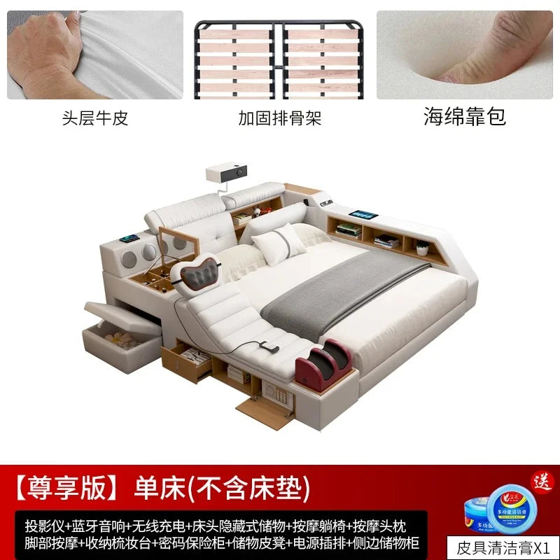 Luxury Storage Double Bed Modern Massager King Size Cameras Multifunctional Twin House Matrimoniale Bedroom Furniture