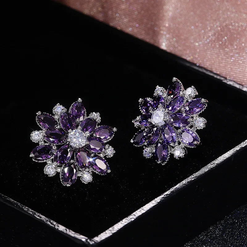 Sterling Silver Cubic Zirconia Needle Stud Earrings — Silver Gold | KIMLUD
