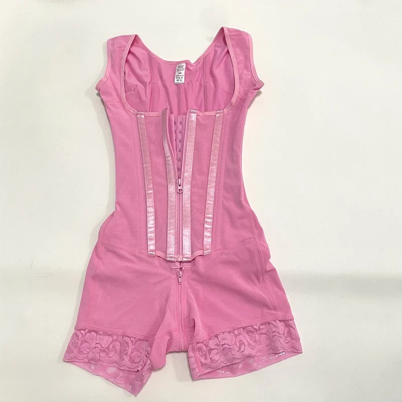 High-Compression Full Body Shaper Bodysuit With Double Tummy Control Open Crotch — Taupe | KIMLUD