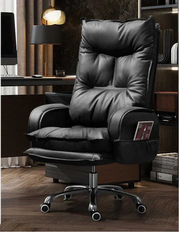 Cortex Leather-Blend Office Chair Executive Desk Chair With Ergonomic High Back — Cognac Brown | KIMLUD