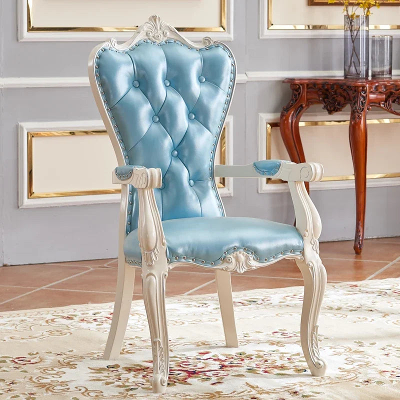 X European Solid Wood Dining Chair Princess Lazy Throne Luxury Lounge Chair Fashion Butterfly Ergonomic Muebles Entrance Furnitu