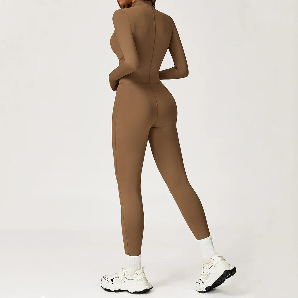 Velvet Yoga Jumpsuit Fitness Set Sports Jumpsuits Gym Clothing Set Long-Sleeved Warm Bodysuit Women Outfit Push-up Activewear