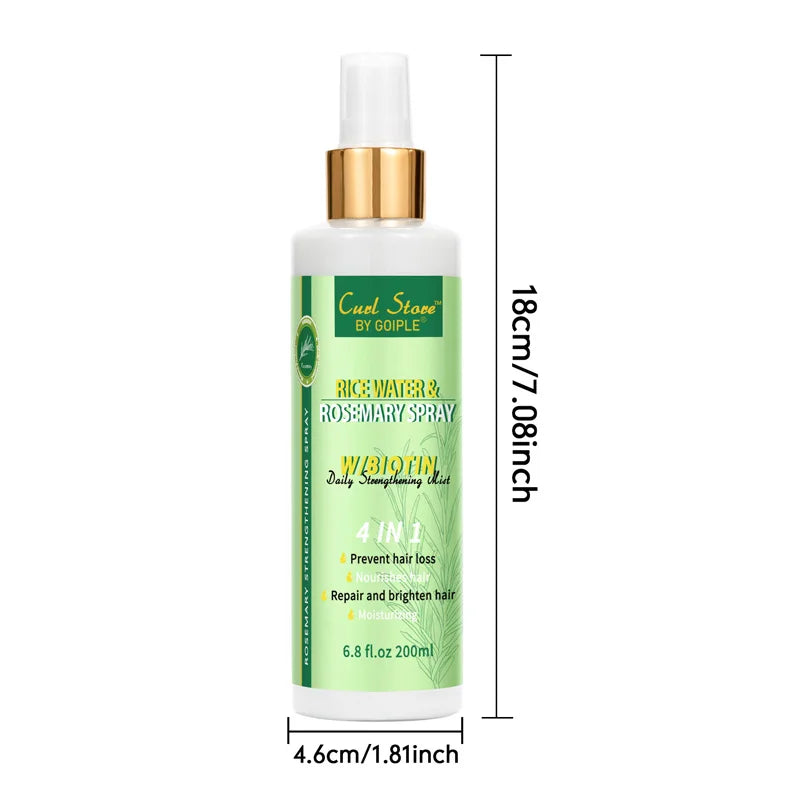 GOIPLE Natural Rice Water&Rosemary Spray Biotin Nourishes Moisturizes Health Scalp Smooth Split Ends Daily Strengthen Hair Mist