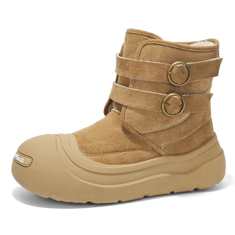 Snow Boots – Fleece-Lined Warm – Ankle Length Moto Style | KIMLUD