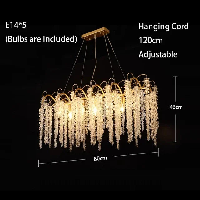 2024 Luxury Gold Glass LED Lights Ceiling Chandeliers Crystal Hanging Pendant Lamps Home Decor for Dining Room Lustres