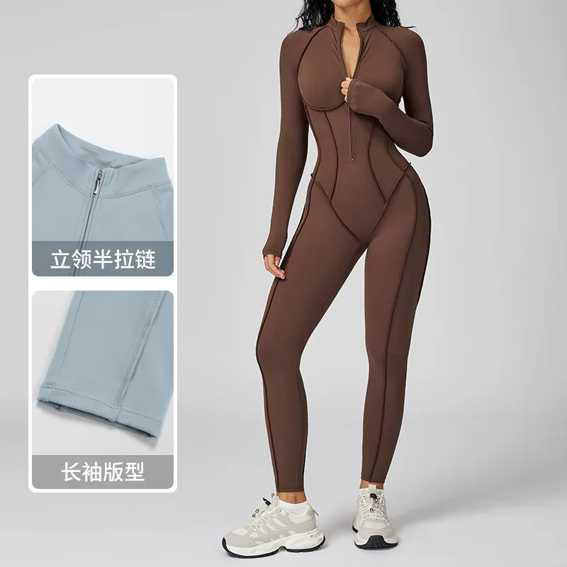 Jumpsuit - Zipper - Nylon Spandex | KIMLUD