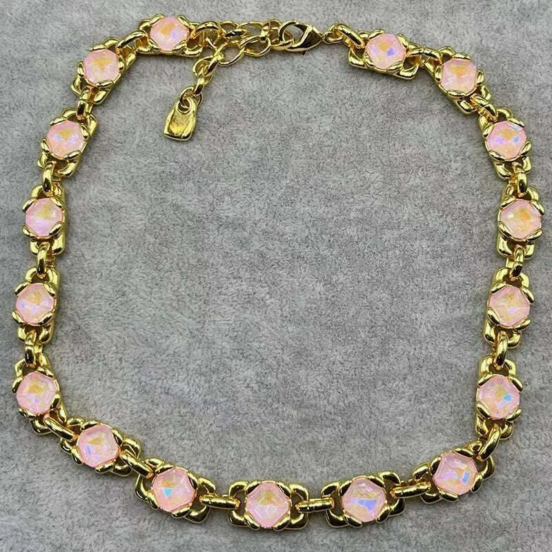 KIMLUD, 2025 Summer New Bestseller Shiny and Beautiful Blue Crystal Necklace, Women's Jewelry Gift, KIMLUD Womens Clothes