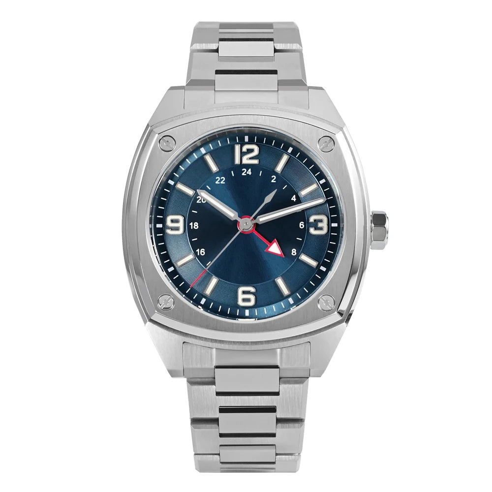 San Martin Men Watch Original Design Square GMT 39.5mm Luxury Automatic Mechanical Watches Sapphire Waterproof Wristwatch SN0026