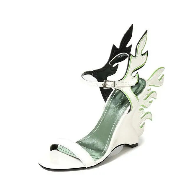 Patent Leather Gladiator Platform Wedge Sandals — Orange | KIMLUD