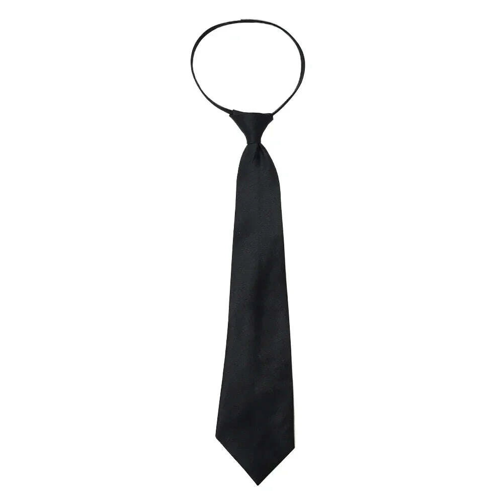 KIMLUD, Unisex Black Simple Clip on Tie Security Tie Uniform Shirt Suit Neckties Steward Matte Funeral Lazy Neck Ties Men Women Students, KIMLUD Womens Clothes