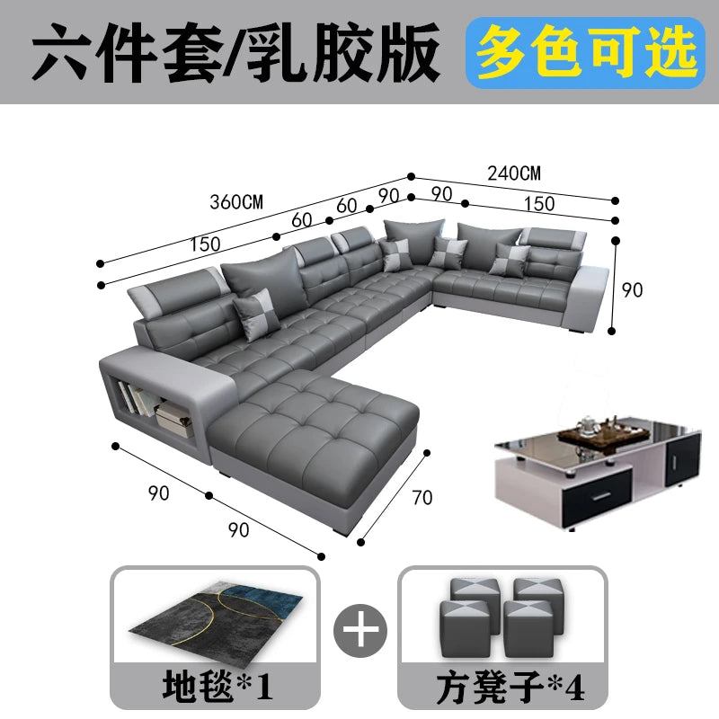 Latex Nano Three-Proof Fabric Sofa Modern Living Room — Slate Grey | KIMLUD