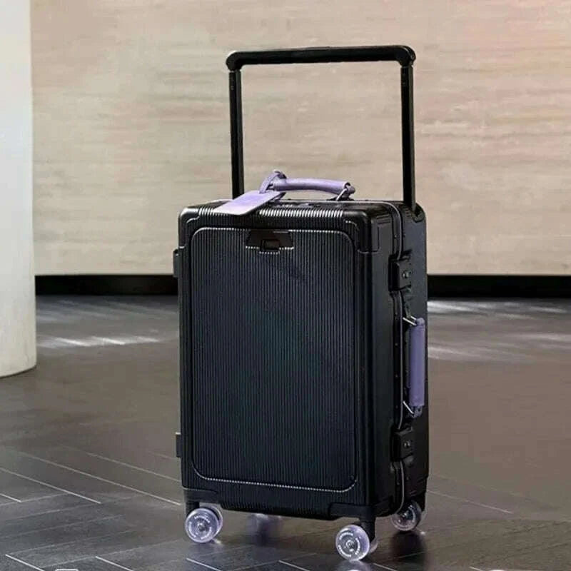 front-opening-pocket-rolling-luggage-aluminum-frame-wide-handle-trolley-suitcase-with-colorful-silent-wheels-usb-charging-plugkimlud-womens-fashion-34614827