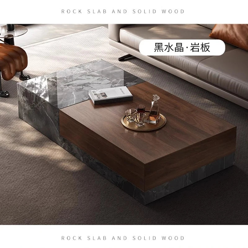 Nordic Minimalist Coffee Table With Walnut Top — Ivory | KIMLUD