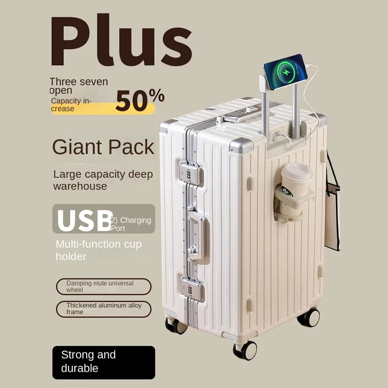Large Capacity Suitcase 30-inch Sturdy and Durable ABS+PC Rolling Luggage Aluminum Frame Cabin Trolley Case 20 inch Boarding Box