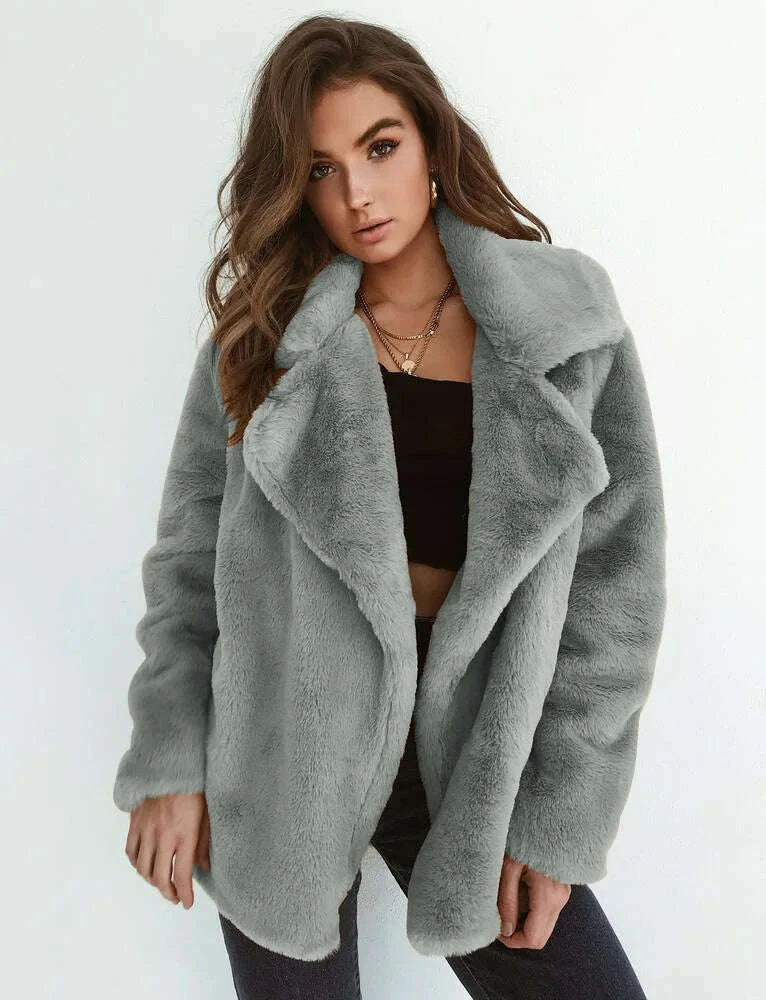 KIMLUD, Fashionable autumn and winter WISH jacket sexy plush lapel slim jacket, KIMLUD Womens Clothes