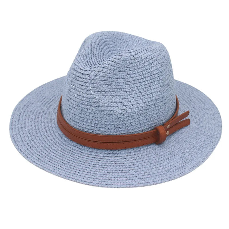 Straw Panama Sun Hat Grass-Knitted Breathable — Natural | KIMLUD