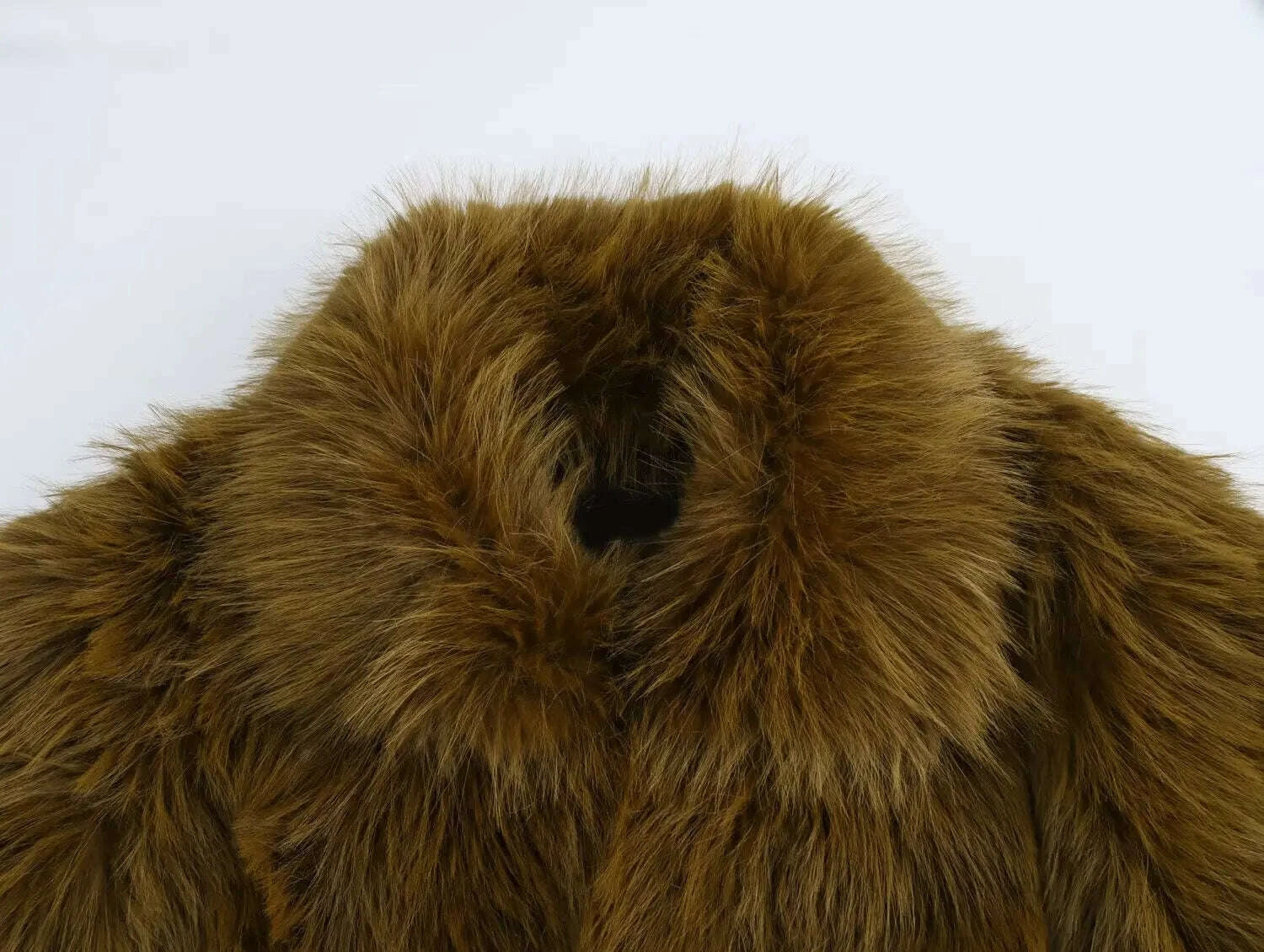 KIMLUD, European And American Style Autumn And Winter New Women's Clothing High-end Artificial Fur Effect Lapel Short Jacket, KIMLUD Womens Clothes