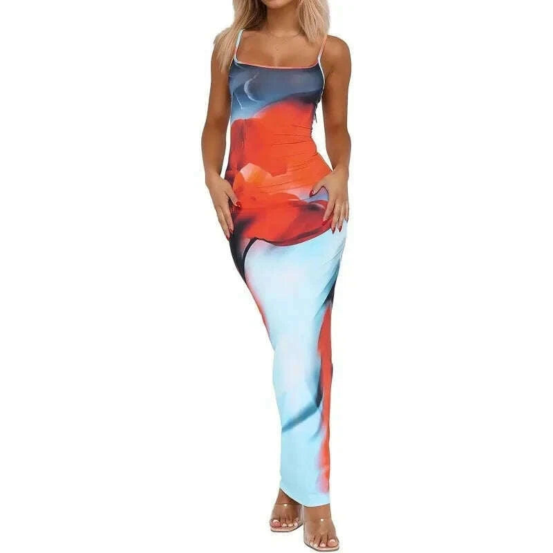 Sexy Tight Floral Print Strapless Dress Spring Summer New Arrival  Cross-Border Hot Sale Ins Style Women's Ankle-Length Gown