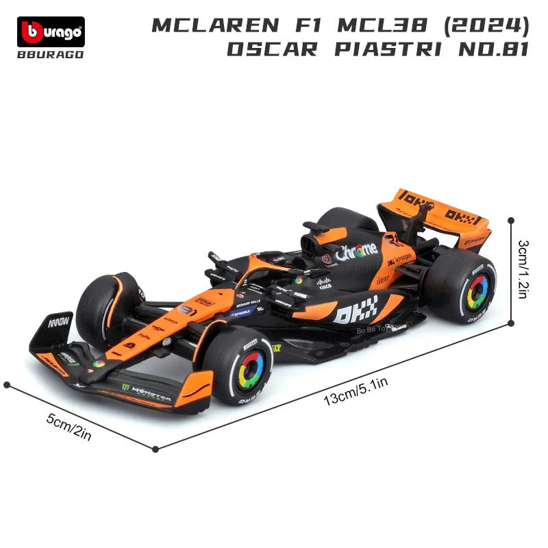Bburago 1: 43 McLaren 2024 MCL38 Miami GP Formula Racing Alloy Car Model Toy