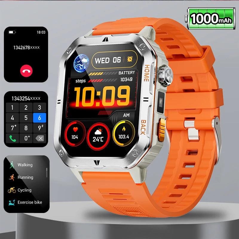 2025 New Military Outdoor 1000 mAh Battery Smart Watch Men GPS Sports Heart Rate IP68 Waterproof BT Calling Smartwatch Man xiaom