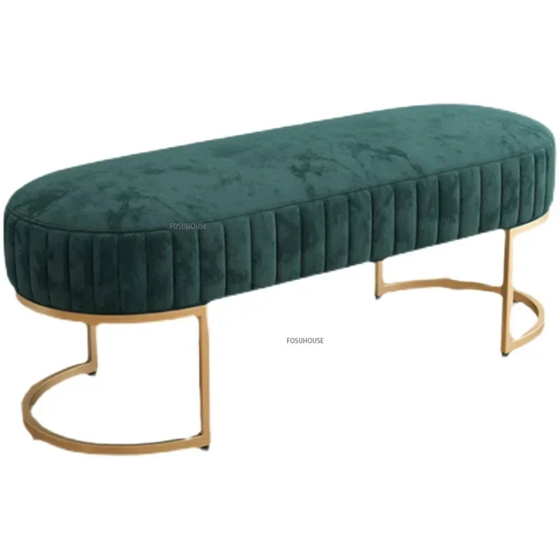 Nordic Soft Velvet Bed Footrest Ottoman Living Room Furniture for Home Bedroom Luxury Pouf Bench Entrance-hall Shoes Stool w f