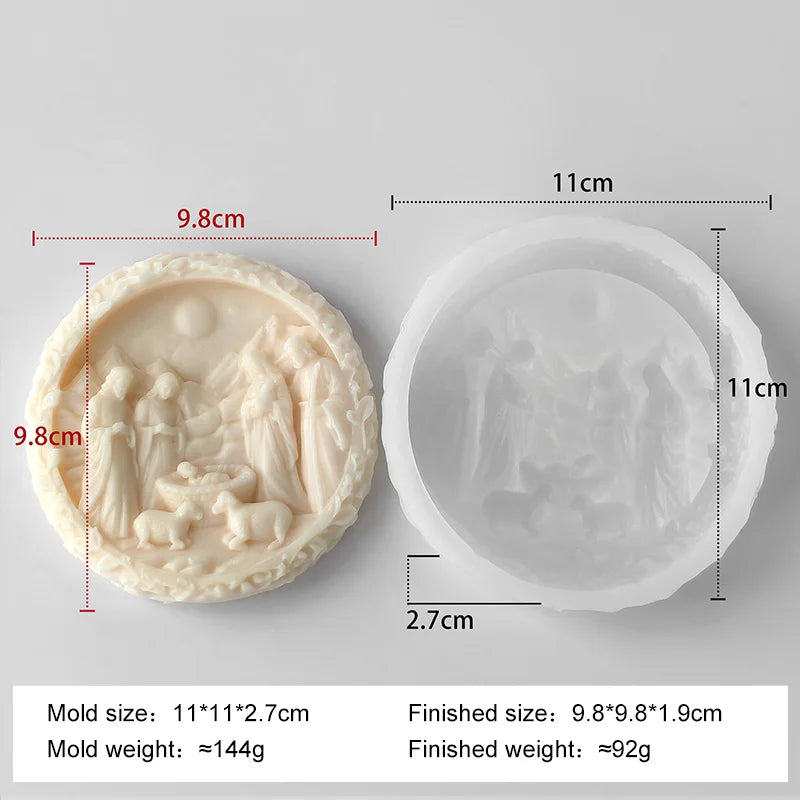 KIMLUD, DIY Jesus Family Aroma Candle Silicone Mold Handmade Soap Plaster Epoxy Ornament Mold Chocolate Biscuit Baking Mould, KIMLUD Womens Clothes
