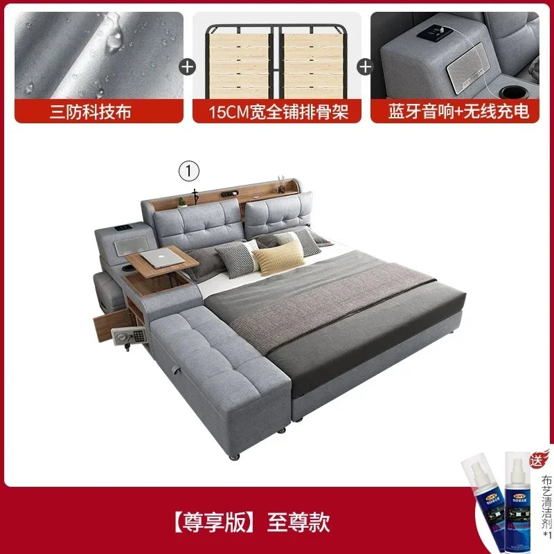 Nordic Multifunctional King Size Bed with Drawers for Bedroom or Backyard Furniture