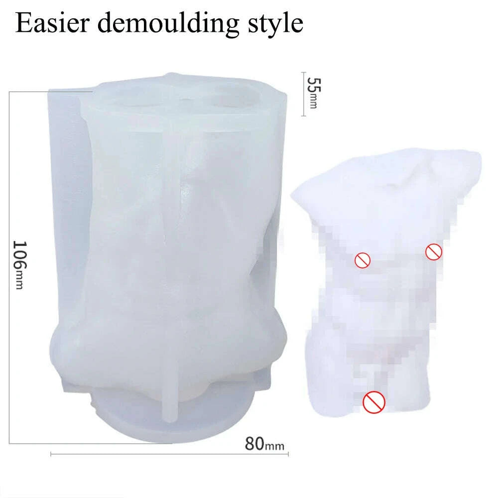 KIMLUD, 3D Body Silicone Candle Mold DIY Creative Men Women Human Plaster Epoxy Resin Aromath Soap Molds Art Craft Home Decoration, KIMLUD Womens Clothes