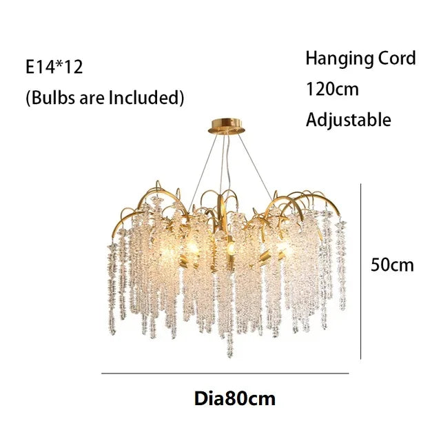 2024 Luxury Gold Glass LED Lights Ceiling Chandeliers Crystal Hanging Pendant Lamps Home Decor for Dining Room Lustres