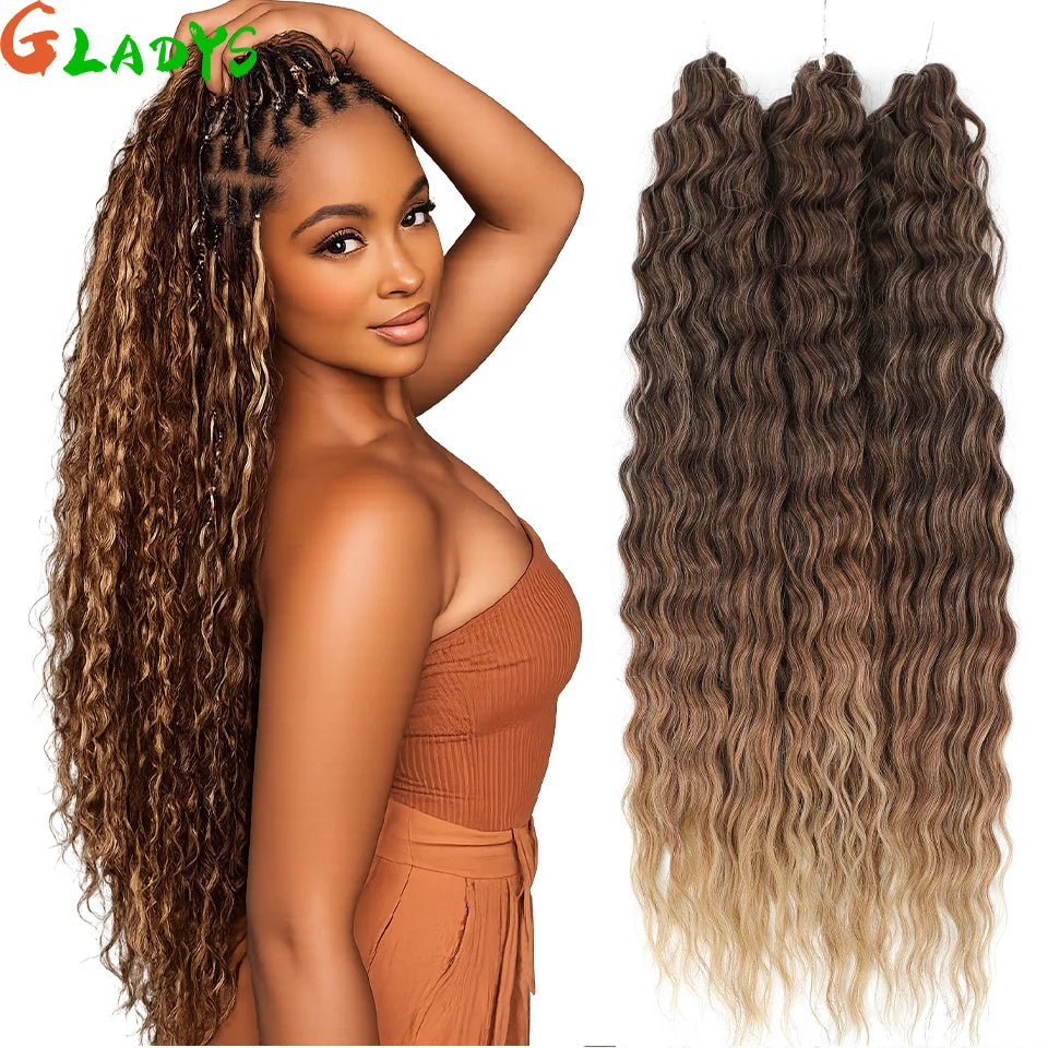Crochet Braids Synthetic Hair High Temperature — Ombre Brown | KIMLUD