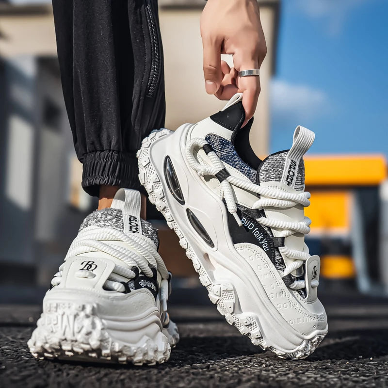 Thick Sole Heightened Comfortable Breathable Sports Shoes 2025 Autumn New Men's Casual Footwear Mesh Anti Slip Running Sneakers