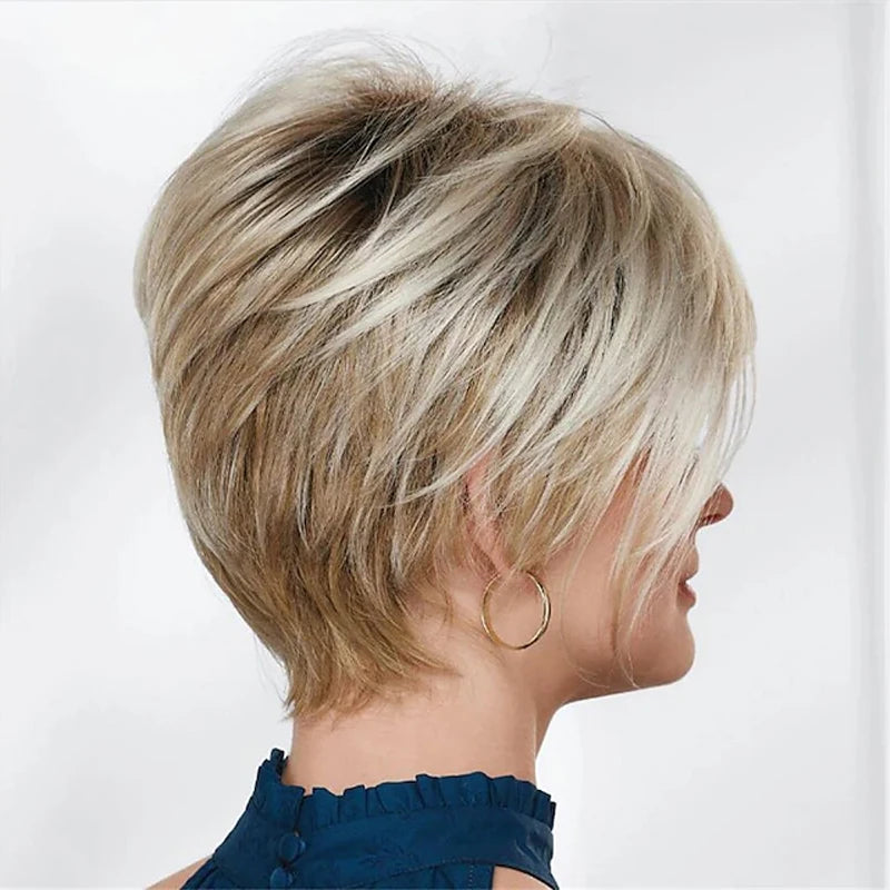 Wig – Short Curly Bangs – High Temperature Fiber – Blonde | KIMLUD