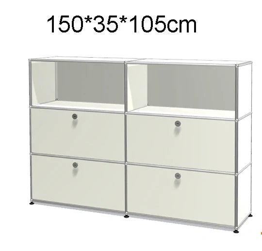 Stainless Steel Nightstand Modular Storage — Red | KIMLUD
