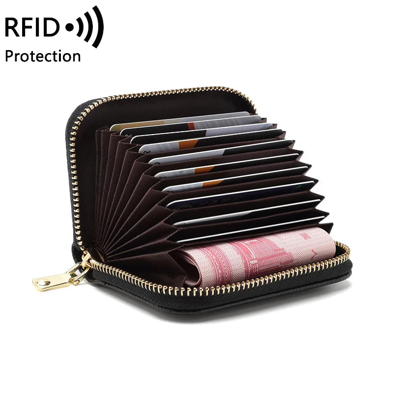 Cloth Card Bag Zippered Vertical Organizer — Black | KIMLUD