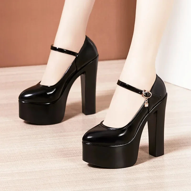 Pumps – Extreme Block Heel Platform – PU | KIMLUD