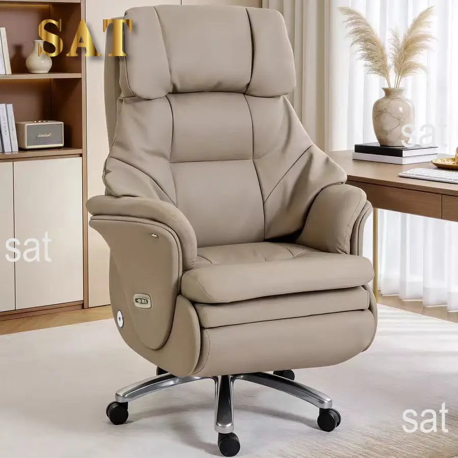 Genuine Leather Executive Office Chair — Brown | KIMLUD