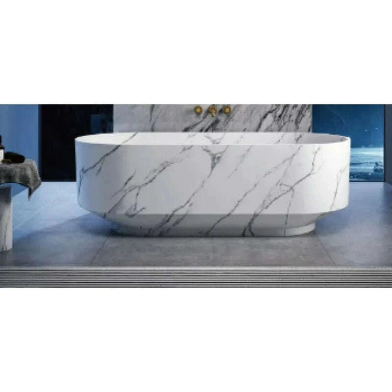 KIMLUD, Large Modern Freestanding Solid marble imitation Natural Stone Bathtub With Drainer Square Soaking Tub Bathroom Hotel Use, KIMLUD Womens Clothes