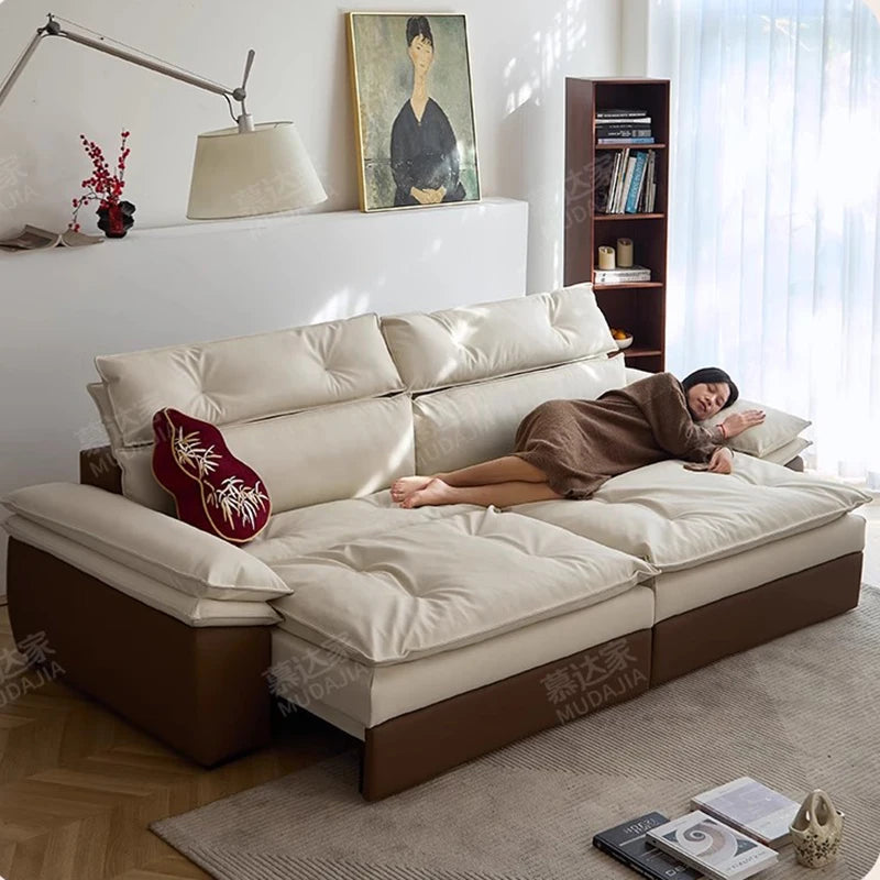Minimalist L-Shaped Sofa With Multifunctional Design — Cream White | KIMLUD