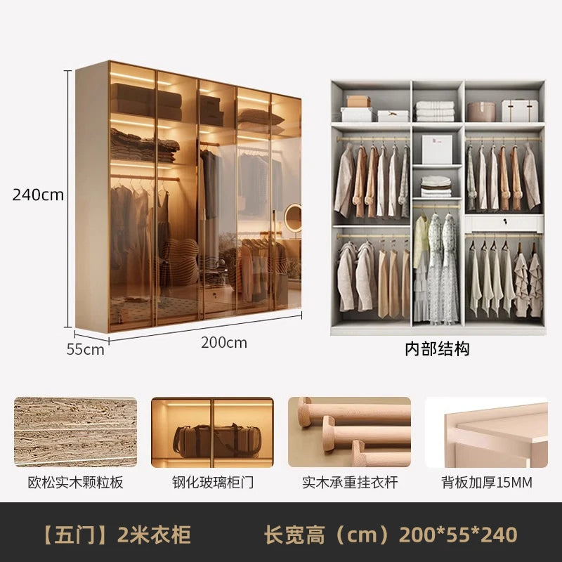Fabric Open Closet Display Wooden Minimalist Modern Wardrobe Jewelry Cube Modular Wearable Storage Guarda Roupa Salon Furniture