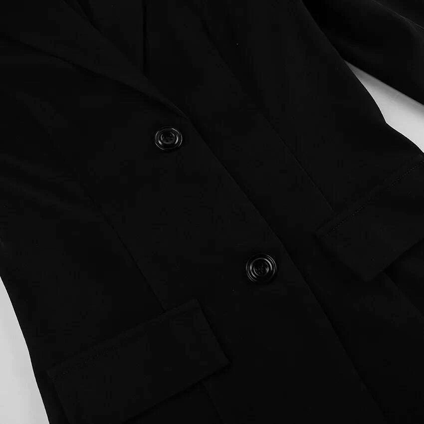 KIMLUD, 2025 Autumn and Winter New Fashion Black Small Suit Solid Jacket Design Sense Lace Splicing Commuting Long Sleeved Top Coat, KIMLUD Womens Clothes
