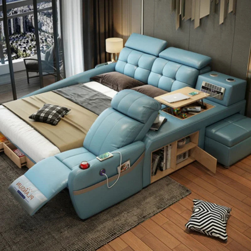 High End Nordic Double Bed Headboard Queen Storage Safe Luxury Twin Bed Frame Full Size Sleeping Camas De Casal Home Furniture