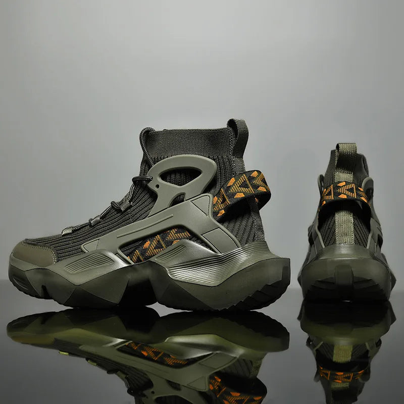 Men's High-Top Sneakers – Chunky Silhouette – White | KIMLUD
