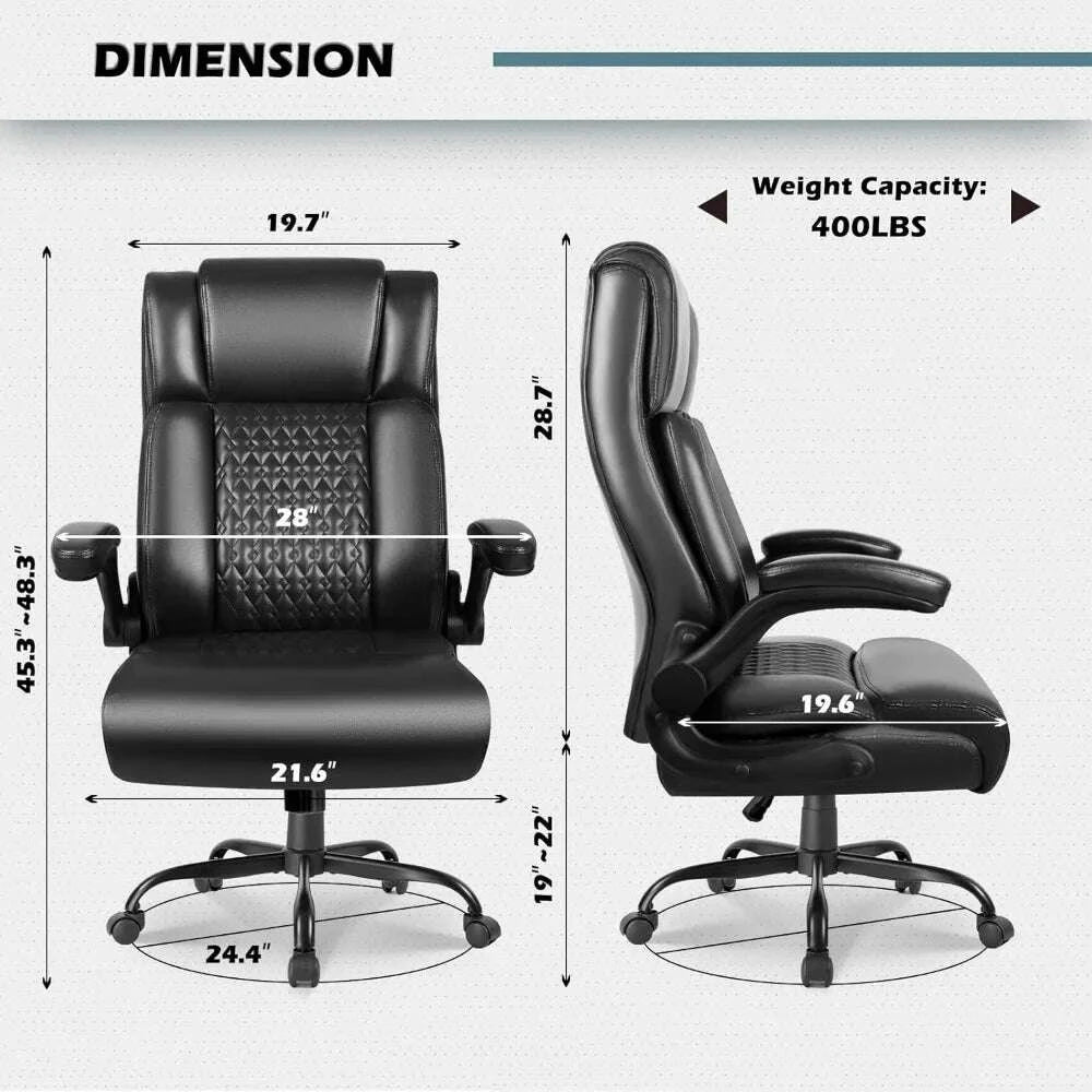 KIMLUD, High Back Executive Office Chair for Adult, Big and Tall Leather Home Desk Chairs with Padded Flip-up Arms, Swivel Rolli, KIMLUD Womens Clothes